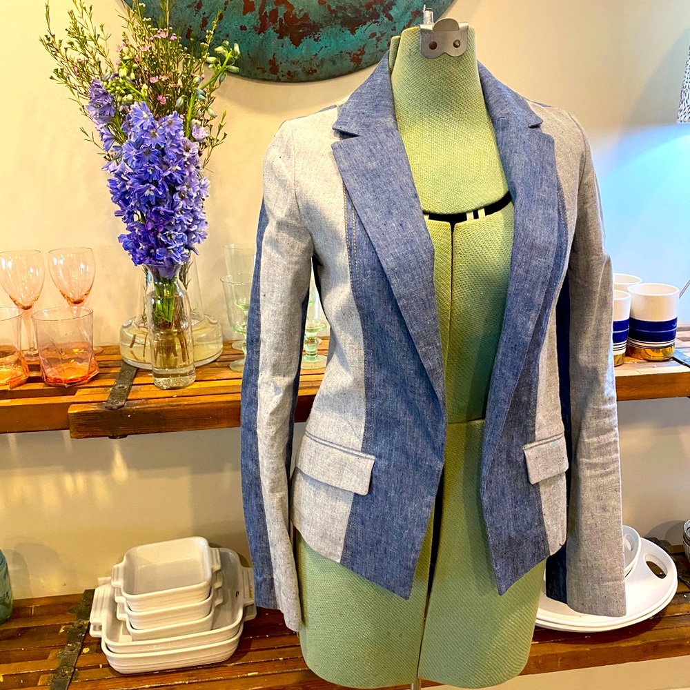 Runway Sample Derek Lam Linen Cotton Denim Blazer SZ 4 Frame